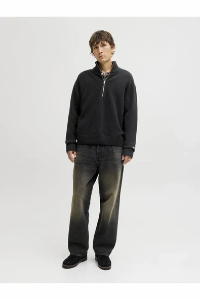 Jack Jones Norrebro Fermuarlı Yaka Loose Fit Erkek Kazak 12282749 - Resim 2