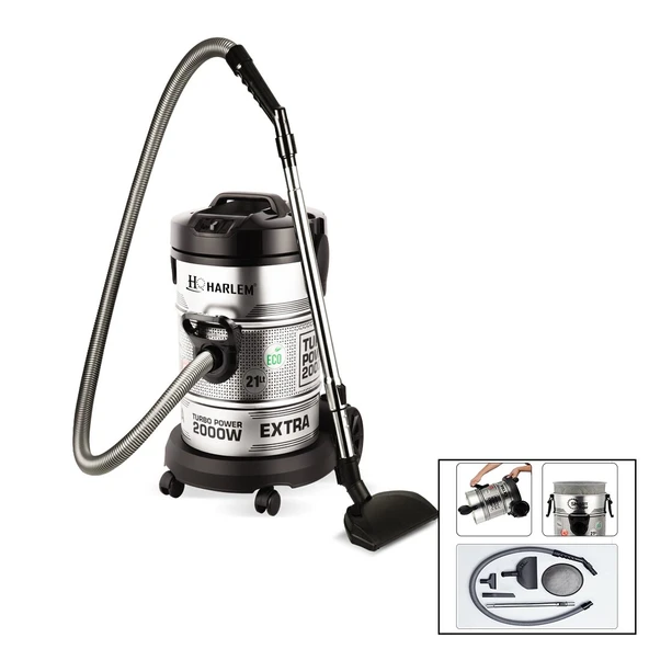TORBASIZ - KURU VAKUMLU - METAL KASA ELEKTRİKLİ SÜPÜRGE 21LT - 2850W HSV-622DVC (5314)