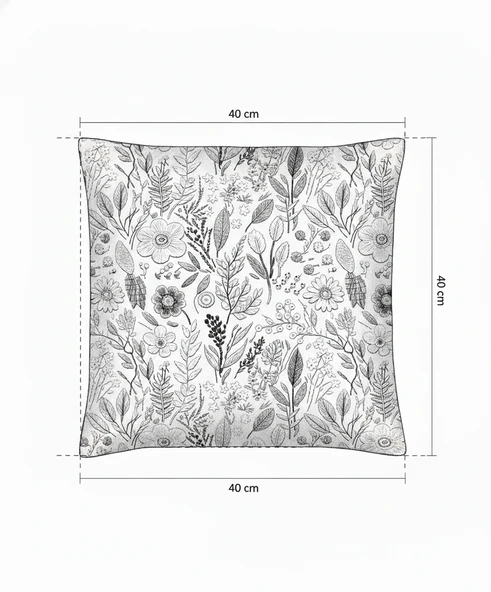 Sonbahar Çiçekleri Desenli Dijital Baskılı 2'li Kırlent 40 cm x 40 cm - Resim 5