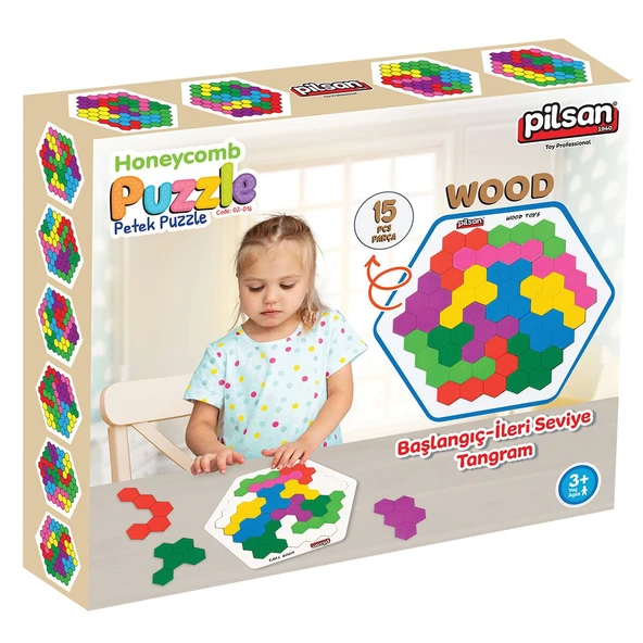 PİLSAN  DESEN KARTLI AHŞAP PETEK PUZZLE 15 PARÇA - Resim 3