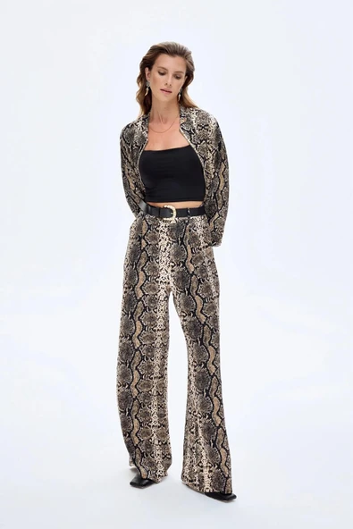 Quzu Kemer Detaylı  Kadın Pantolon - Resim 3