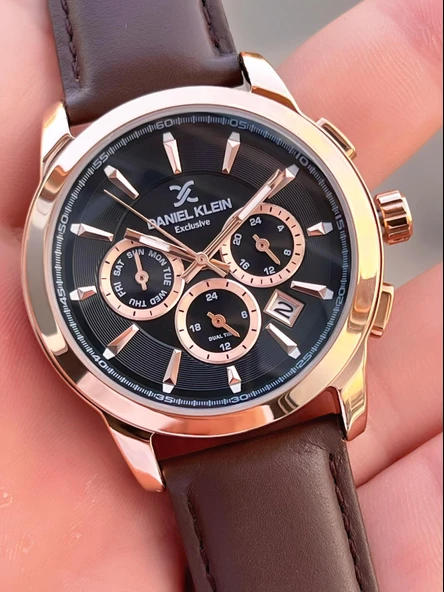 Daniel Klein Deri Kordon İç Kadran Fonksiyonları Aktif 3 Atm Suya Dayanıklı Erkek Kol Saati E140032-5 - Resim 4