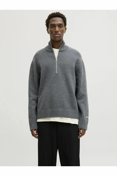 Jack Jones Norrebro Fermuarlı Yaka Loose Fit Erkek Kazak 12282749 ürün görseli