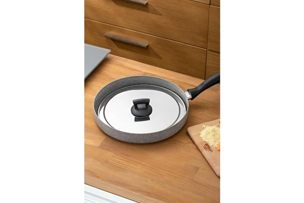 Emsan Rosa Balık Tavası 30 cm Granit Malzeme ile Antrasit Renk 1 Adet Tava - Resim 9