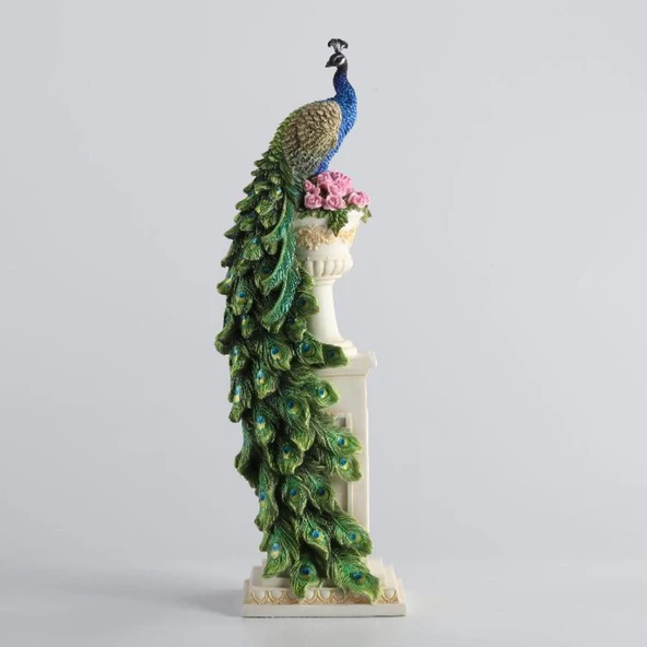 Wise Karışık-Wise Biblolar - Vazo Üstünde Tavus Kuşu Biblo 12x10,5x34,5 cm Dekoratif Obje ürün görseli