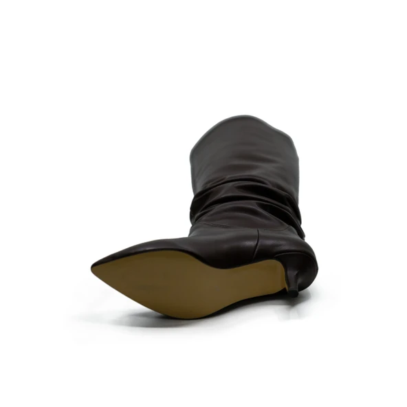 Vegan 6.5 cm Kısa Rahat Topuklu Sivri Burunlu Körüklü Uzun Kadın Çizme - Resim 9