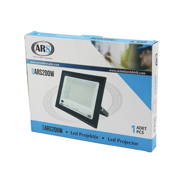 TEKLİ 200W LED PROJEKTÖR 29X22CM AYDINLATMA AÇISI: 120 DERECE 50.000 SAAT ÖMÜR MODEL-ARS200W (5314)