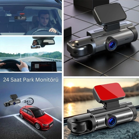 WiFi Destekli Araç İçi & Dışı Çift Kameralı Dikiz Aynası Kamera (5314) - 2