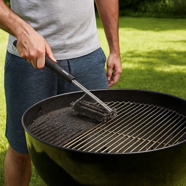 Mangal Izgara Temizleme Fırçası – Paslanmaz Çelik Telli, Uzun Saplı Grill Temizlik Aparatı Mangal Temizlik Fırçası (5314) - 3