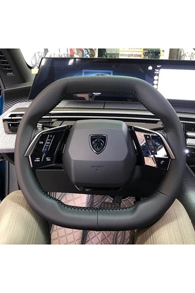 DİKİŞLİ DİREKSİYON KILIFI İTHAL SİYAH DERİ SİYAH DİKİŞLİ PEUGEOT 3008 2008 İÇİN ürün görseli