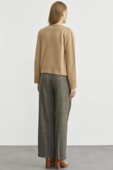 Triko Hırka Crop İkili Takım - Kamel - 6