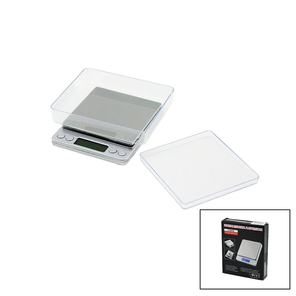 SUPERIOR MINI I-2000 3000GR/0.1GR MİNİ=10.5X13CM HASSAS TARTI - TERAZİ ŞEFFAF PLS.KAPAK PİLLİ (5314)