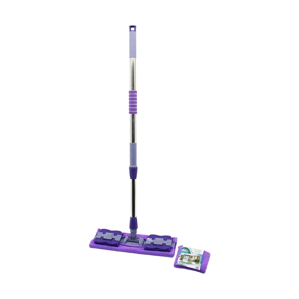 MANDALLI YÜZEY TEMİZLİK PALET MOP M.FİBER PASPAS - YEDEKLİ DUVAR SİLME MOP METAL UZAYAN SAP=70-107CM- 360° (5314)