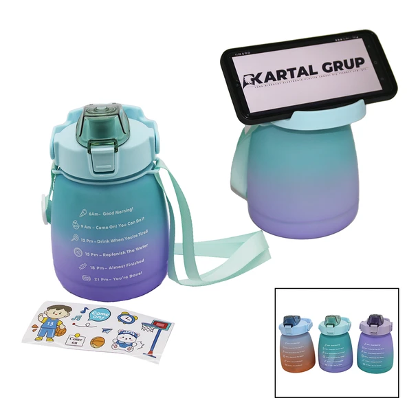 1.3LT - TOMBUL PİPETLİ RENKLİ PLASTİK SULUK MATARA KİLİTLİ KAPAKLI - TELEFONLUKLU (5314) - 2