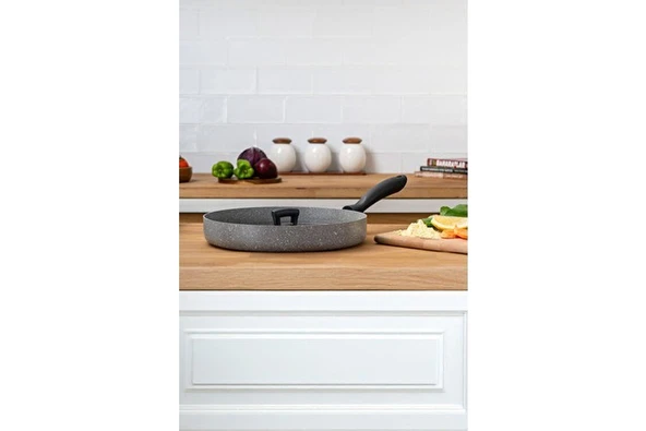 Emsan Rosa Balık Tavası 30 cm Granit Malzeme ile Antrasit Renk 1 Adet Tava - Resim 7