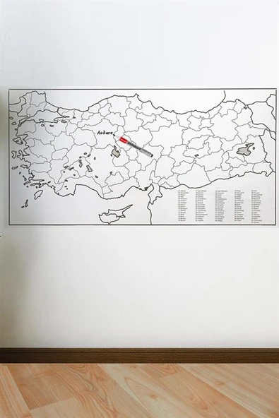 Yazılabilir Türkiye Haritası Manyetik Duvar Stickerı 110 x 56 cm (5314) - 4