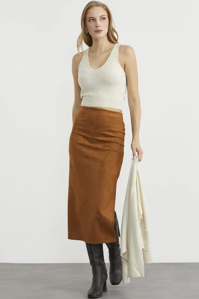 Triko Hırka Crop İkili Takım - Taş - 5