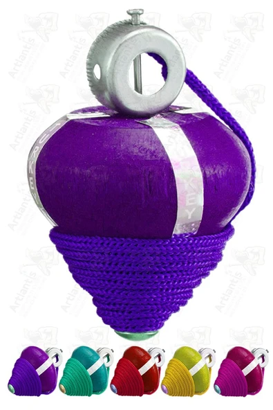 Ahşap Topaç 4 Adet Renkli Kaliteli Ahşap Topaç İpli Dönene Zilli Ağaç Topaç Nostaljik Oyuncak Geleneksel Okul Öncesi - 6