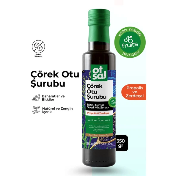 Otsa Propolis ve Zerdeçal İçerikli Çörek Otu Şurubu 350 g - Resim 2