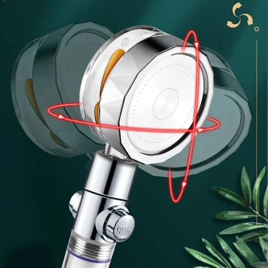 Turbo Pervaneli ve Filtreli Su Tasarruflu 360 Derece Dönebilen Tazyikli Duş Başlığı (5314) - 5