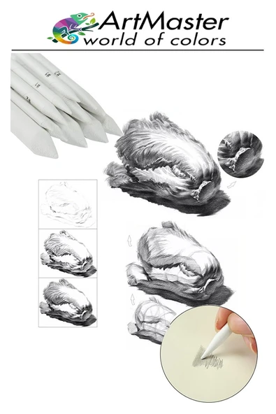 Eskiz Gölgelendirme Seti 7 Parça 1 Paket Kalem Uzatma Aparatı Karakalem Kalem Zımparası Pastel Dağıtıcı Resim Sanatı - 3