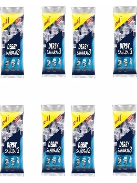 Derby Samurai 3 Tıraş Bıçağı 3 Bıçaklı 10+4 Paket X 8 Adet