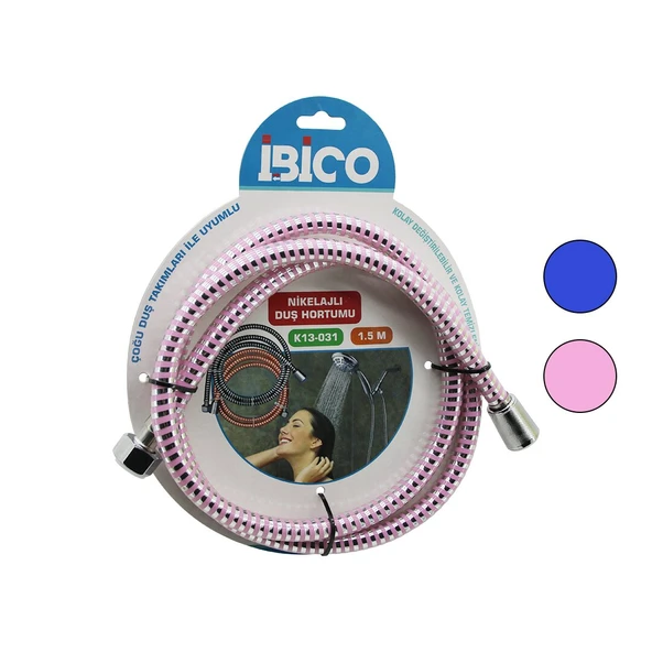 NİKELAJLI RENKLİ PLASTİK DUŞ HORTUMU ANTİ TWİST=DOLANMAZ-KIVRILMAZ-KOPMAZ 1.5MTKARTELALI (5314)