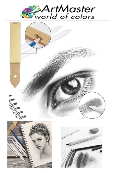 Eskiz Gölgelendirme Seti 7 Parça 1 Paket Kalem Uzatma Aparatı Karakalem Kalem Zımparası Pastel Dağıtıcı Resim Sanatı - 4