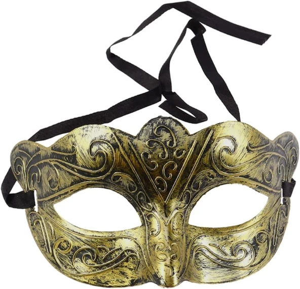 Altın Renk Eskitme Maskeli Balo Maskesi – Venedik Tarzı Parti Maskesi (5314) - 4