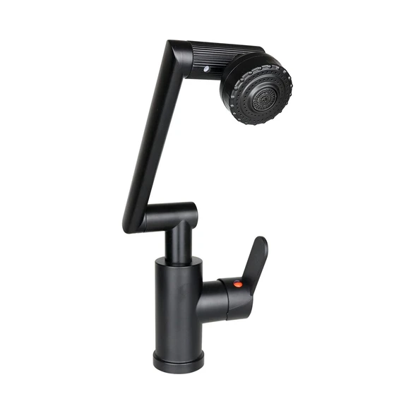 SİYAH - 1080 DERECE DÖNEBİLEN ÇOK FONKSİYONLU MUSLUK BATARYA KTX-3307 (5314)