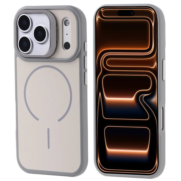 iPhone 17 Pro Max Kılıf Kablosuz Şarj Özellikli Kamera Standlı Notron Kapak - Resim 3