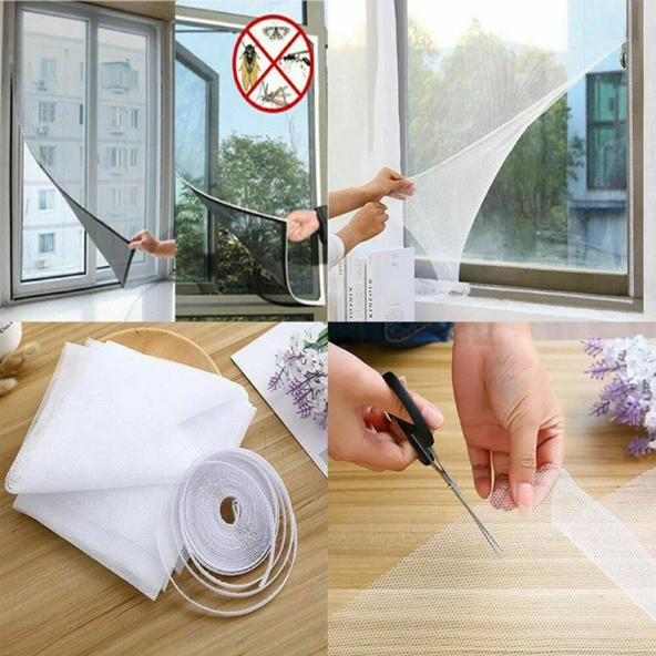 Tüm Cam Pencere Kapılara Uyumlu Çift Kanat Pencere Sinekliği (5314) - 5