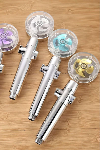 Turbo Duş Başlığı Su Tasarruflu 360 Hareketli Pervaneli Tazyikli Tuşlu Duş Başlığı (5314) - 4