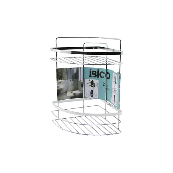LAMALI   2 KATLI - ÜÇGEN   KROM   METAL  BANYO KÖŞELİK - DUŞKABİN RAF (5314)
