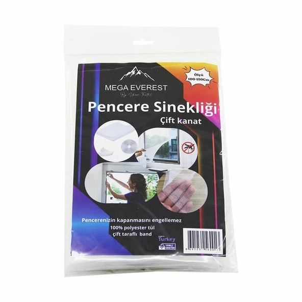 ÇİFT KANAT TÜL PENCERE SİNEKLİK 100X150CM - 5MT BANT (5314)