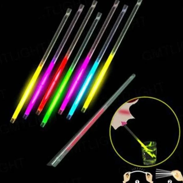 Karanlıkta Parlayan Glow Fosforlu Pipet 3 Renk 3 Adet (5314) - 2