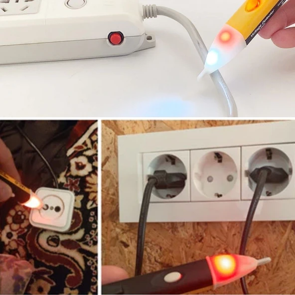 Elektrik Kaçak Dijital Kontrol Kalemi Cihazı -Dedektörlü Temassız Işıklı Kablo Voltaj Test (5314) - 5