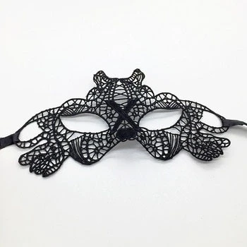 Siyah Renk Dantel İşlemeli Parti Maskesi Model 2 (5314)