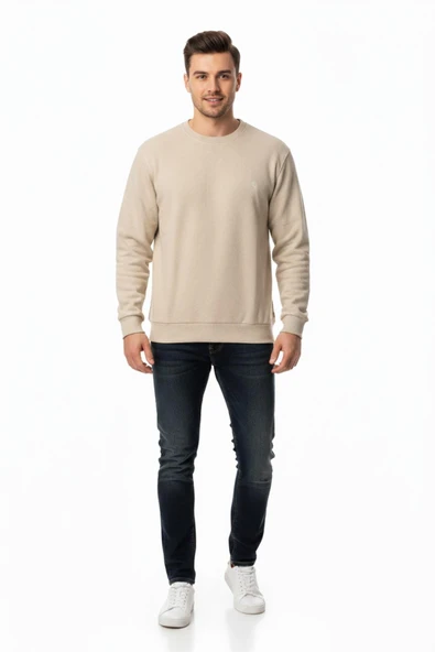 Erkek Büyük Beden Sıfır Yaka Selanik Sweatshirt BGL-ST04871 - Resim 9