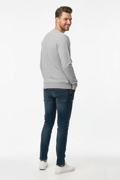 Erkek Sıfır Yaka Selanik Sweatshirt Regular Kalıp BGL-ST04870 - Resim 12