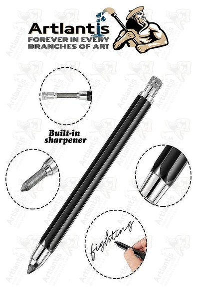 Portmin Çizim Kalemi 1 Paket 2B 4B 6B Dereceli Portmin Grafiti Karakalem Mekanik Uçlu Çizim Kalemi 5.6mm Yedek Uç - 3