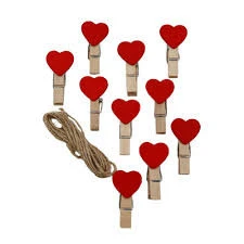 Kırmızı Kalpli Minik Ahşap Mandal - Resim 2