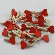 Kırmızı Kalpli Minik Ahşap Mandal - Resim 5