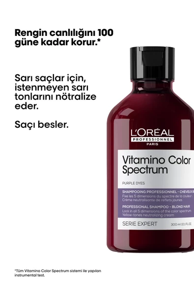 Vitamino Color Spectrum Sarı Saçlar İçin Sarı Tonlarını Nötralize Edici Mor Şampuan 300 ml - Resim 2