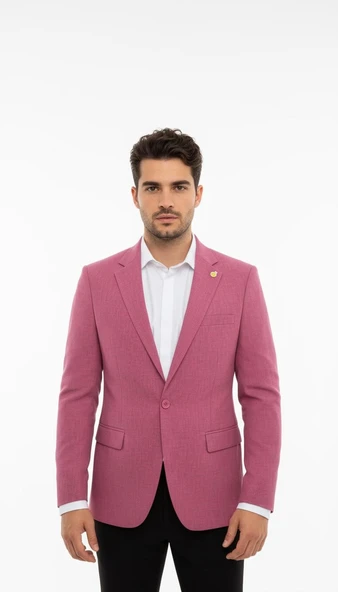 Plus Scorpion Gül Kurusu Erkek Slim Fit Tek Düğmeli Blazer Ceket – Astarlı, Şık ve Modern Kesim ürün görseli