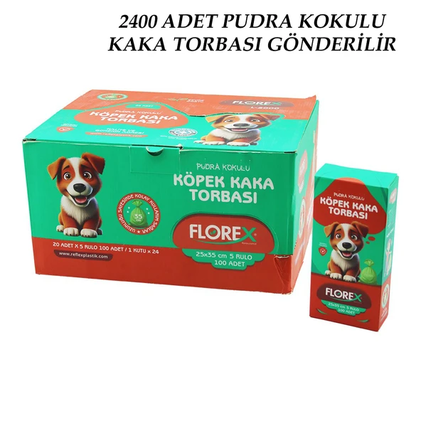 2400 ADET = 1 KOLİ KÖPEK - EVCİL HAYVAN KAKA TORBASI PUDRA KOKULU - 25X35CM (5314) - 2