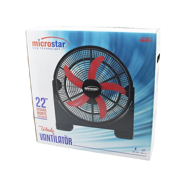 WİNDY 22 İNÇ = 55CM FAN VANTİLATÖR 2İN1=MASA ALTI - DUVARA MONTE 180 DERECE 3-KADEME HIZ 5-PLS.KANAT HC-1045 (5314)
