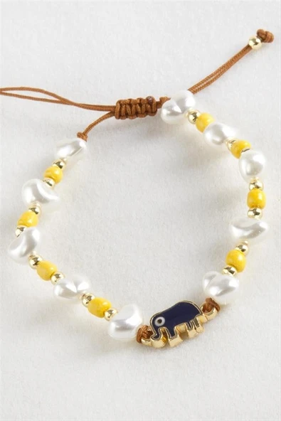 Fil Boncuk İnci Makrome İp Bileklik - 2