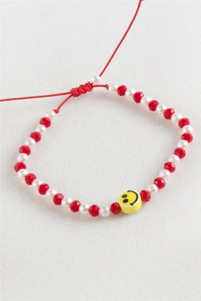 Emoji İnci Kristal Makrome İp Bileklik - 2