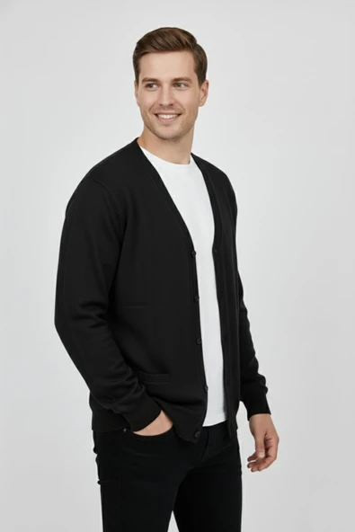 Erkek Spor Selanik Düğmeli Hırka Regular Kalıp BGL-ST04873 - Resim 10